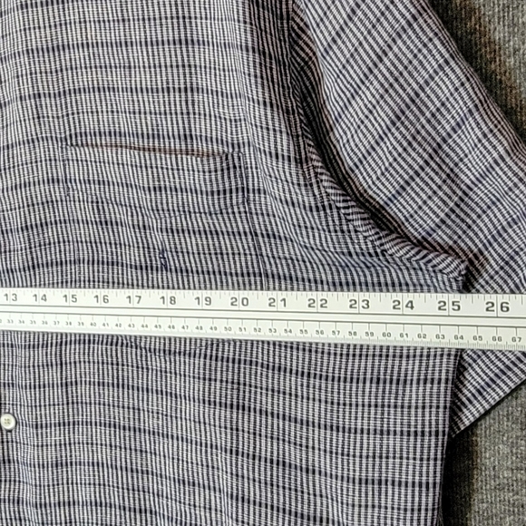 Nautica Shirt Mens XL Blue Striped 100% Linen Short Sleeve with Pocket - Picture 6 of 10